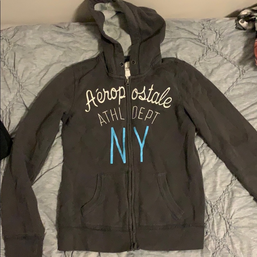 Grey Aeropostale zip up hoodie
